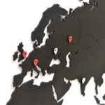 MiMi Innovations Décoration carte du monde murale Bois Noir 90x54 cm