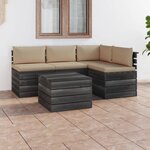 vidaXL Salon palette de jardin 5 Pièces avec coussins Bois de pin massif