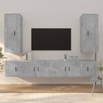 vidaXL Ensemble de meubles TV 6 Pièces Gris béton Bois d'ingénierie