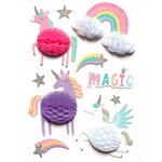 10 stickers 3D licornes 6 cm
