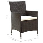 vidaXL Chaises de jardin avec coussins 2 Pièces Résine tressée Marron