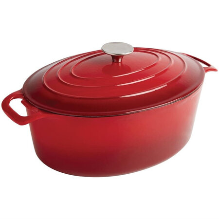 Cocotte ovale en fonte rouge 5 l - vogue -  - fonte5243oui x295x110mm