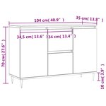 vidaXL Buffet gris béton 104x35x70 cm bois d'ingénierie