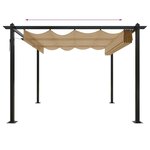 vidaXL Tonnelle de jardin avec toit rétractable 3x3 m Taupe