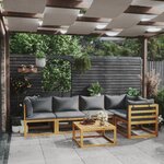 vidaXL Salon de jardin 6 Pièces avec coussin Bois d'acacia solide