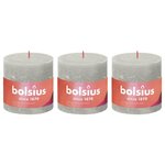 Bolsius Bougies pilier rustiques Shine 3 Pièces 100x100 mm Gris sableux