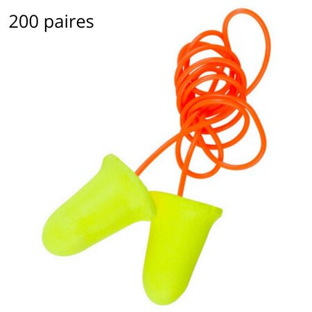 Bouchons d'oreille earsoft fx avec cordon  200 paires