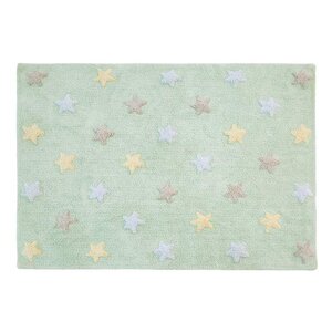 Tapis coton motif petites étoiles 3 couleurs - vert - 120 x 160