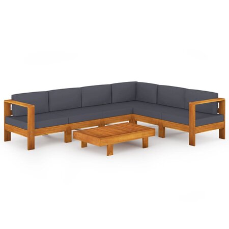 vidaXL Salon de jardin 7 Pièces avec coussins gris foncé Bois d'acacia