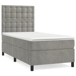 vidaXL Lit à sommier tapissier et matelas Gris clair 90x190 cm Velours
