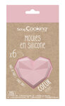 6 Moules Silicone Individuels "Cœurs Diamant"