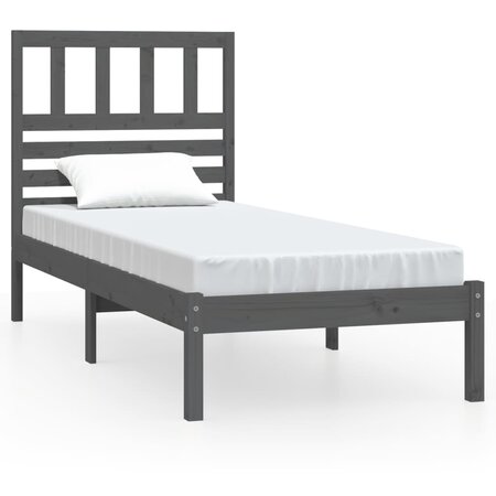 vidaXL Cadre de lit Gris Bois de pin massif 100x200 cm