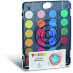 PRIMO 127A24FN Pastilles de gouache Ø 30 mm avec couvercle/palette, 12 couleurs.