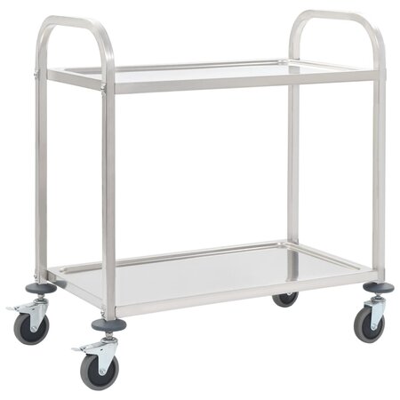 vidaXL Chariot de cuisine à 2 niveaux 96 5x55x90 cm Acier inoxydable