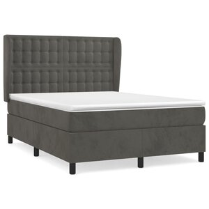 vidaXL Lit à sommier tapissier et matelas Gris foncé 140x200cm Velours