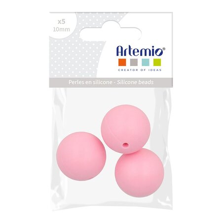 Perle en silicone Ronde 15mm Rose 3 pièces