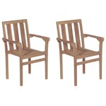 vidaXL Chaises empilables de jardin 2 Pièces Bois de teck solide