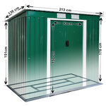 Tectake abri de jardin métal 2 7 m² toiture monopente - vert/blanc