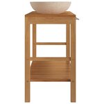 vidaXL Armoire de toilette en teck solide avec lavabos en marbre Crème