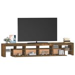 vidaXL Meuble TV avec lumières LED Chêne fumé 230x36 5x40 cm