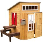 Cabane pour enfants avec table repas en bois