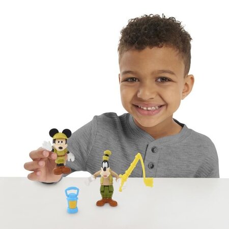 Mickey, 2 figurines articulées 7,5 cm avec accessoires, Theme Camping, Jouet pour enfants des 3 ans