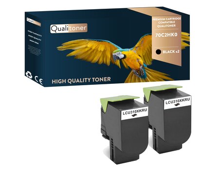 Qualitoner lot de x2 toners 70c2hk0 noir compatible pour lexmark
