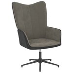 vidaXL Chaise de relaxation avec repose-pied Gris foncé Velours et PVC