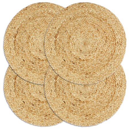 vidaXL Napperons 4 Pièces Naturel Plain 38 cm Rond Jute