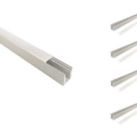 Profilé aluminium 1m pour ruban led avec cache blanc opaque (pack de 5) - silamp