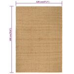 vidaXL Tapis rectangulaire Naturel 120x180 cm Jute