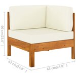 vidaXL Salon de jardin 10 Pièces avec coussins blanc crème Bois d'acacia
