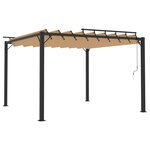 vidaXL Tonnelle avec toit à persienne 3x3 m Taupe Tissu aluminium