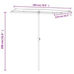 vidaXL Parasol d'extérieur avec mât en aluminium 180x110 cm Noir