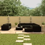 vidaXL Salon de jardin 10 Pièces avec coussins Résine tressée Noir