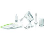 Bosch batteur ergomixx - 450w -5 vitesses+turbo - pied mixeur plastique avec 4 lames aiguisées - blanc/gris