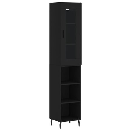 vidaXL Buffet haut Noir 34 5x34x180 cm Bois d'ingénierie