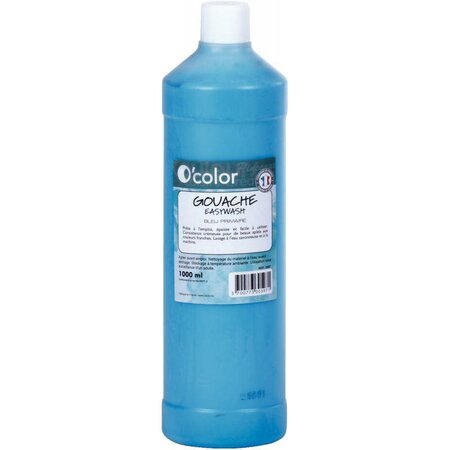 Flacon de 1L de gouache liquide O'COLOR easywash cyan