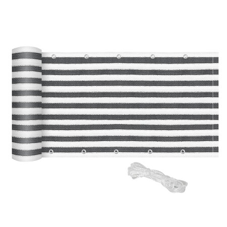 Lot de 2 brise-vue renforcés occultants HDPE haute densité 52 œillets + 4 cordons dim. 5L x 0 90H m gris blanc rayé