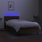 vidaXL Sommier tapissier et matelas et LED Marron foncé 90x190cm Tissu