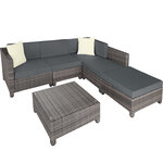 Tectake Salon bas de jardin AMY 5 places avec 2 sets de housses - gris