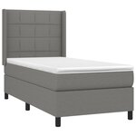 vidaXL Sommier tapissier avec matelas et LED Gris foncé 90x200cm Tissu