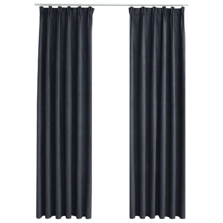 vidaXL Rideaux occultants avec crochets 2 Pièces Anthracite 140x225 cm