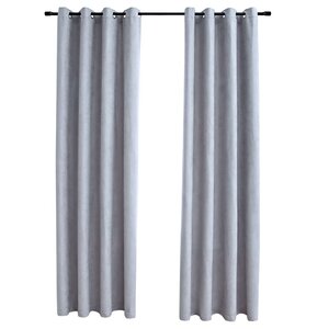 vidaXL Rideaux occultants avec anneaux en métal 2 Pièces Gris 140x245 cm