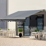 Store banne manuel rétractable aluminium polyester imperméabilisé 3 5L x 2 5l m gris