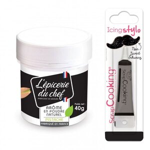 Arôme alimentaire naturel en poudre de Pistache 40 g + Stylo glaçage noir
