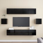 vidaXL Ensemble de meuble TV 6 Pièces Noir Aggloméré