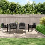 vidaXL Ensemble à dîner de jardin coussins 7 Pièces noir rotin et acier