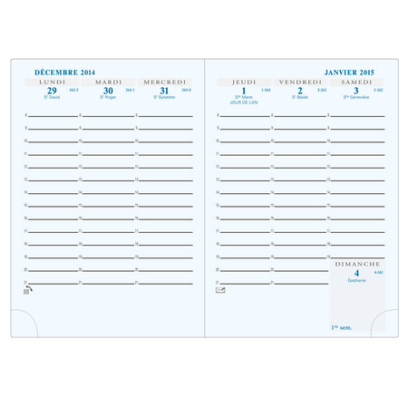 Recharge semainier poche Horizons 15 tranche or répertoire 155x105 mm EXACOMPTA