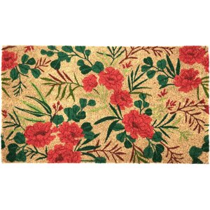 Paillasson déco en fibres de coco 70 x 40 cm coquelicots